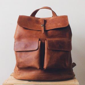 We the Free Handcrafted LEATHER BACKPACK in Cognac Brown